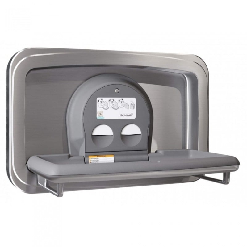 Horizontal Stainless Steel Recessed-Mounted Baby Changing Unit Open