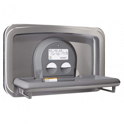 Horizontal Stainless Steel Recessed-Mounted Baby Changing Unit Open