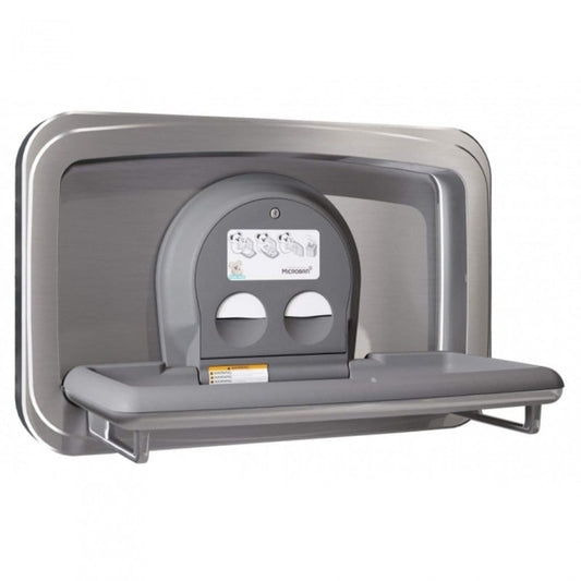 Horizontal Stainless Steel Recessed-Mounted Baby Changing Unit Open