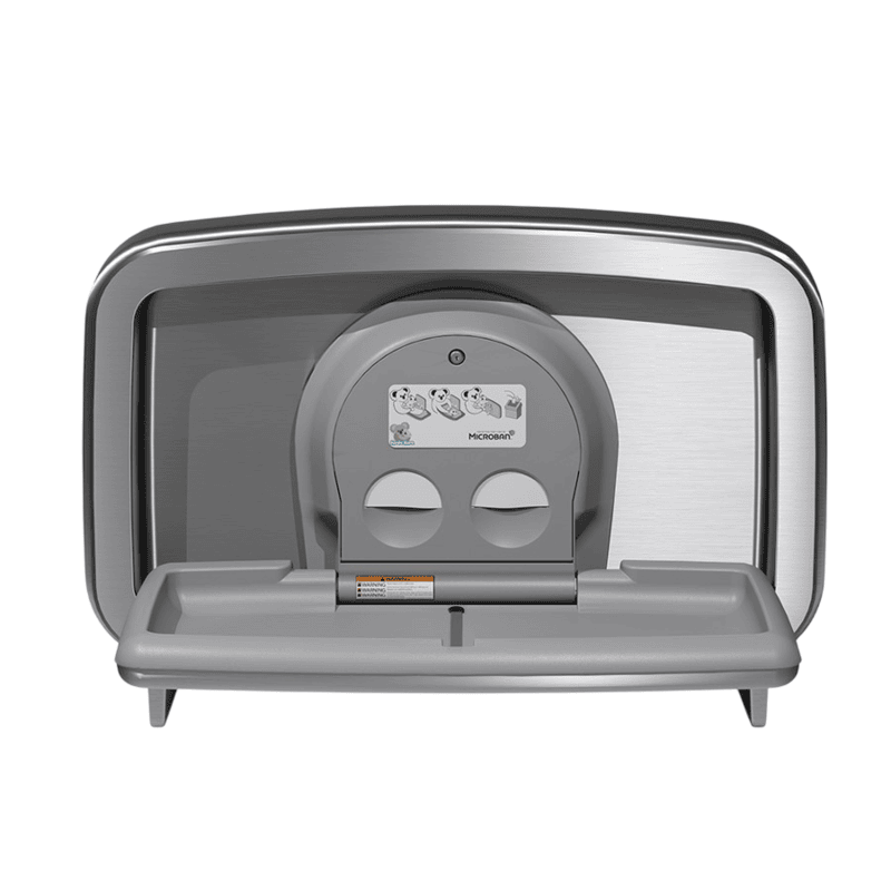 Horizontal Stainless Steel Surface-Mounted Baby Changing Unit Open