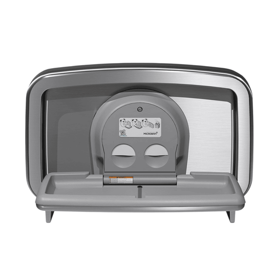 Horizontal Stainless Steel Surface-Mounted Baby Changing Unit Open