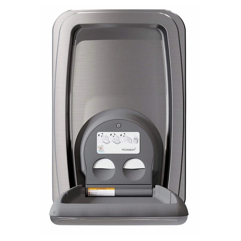 Vertical Stainless Steel Surface-Mounted Baby Changing Unit Open