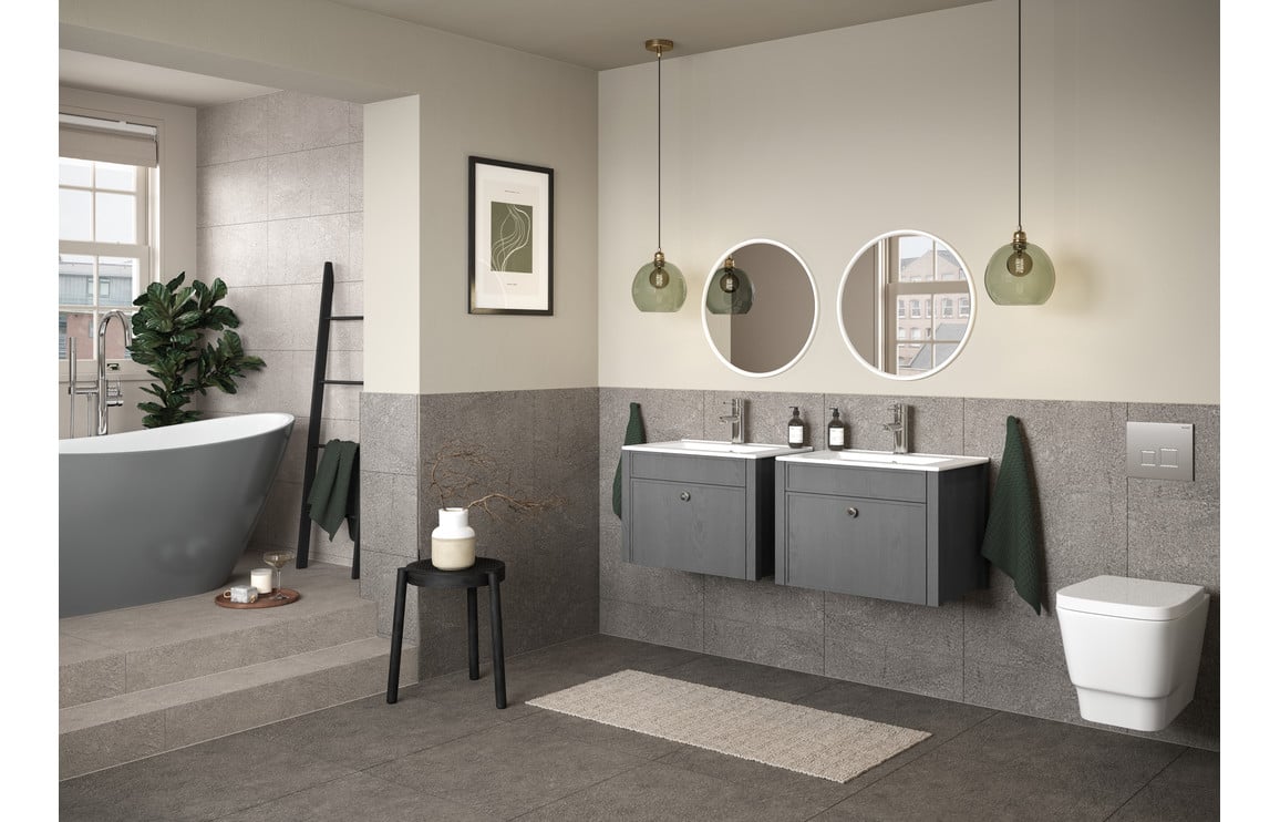 Lavana 605mm Wall Unit & Basin - Grey Ash