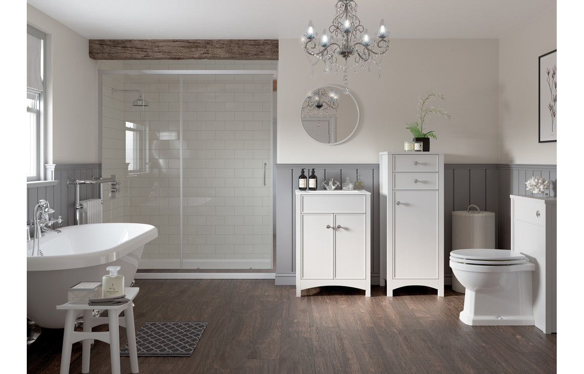 Lavana 550x550mm Round Mirror - Satin White Ash