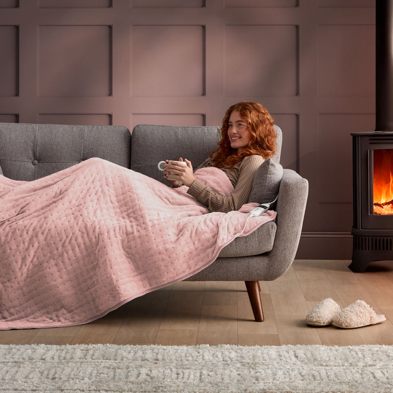 Silentnight Luxury Heated Throw Blush
