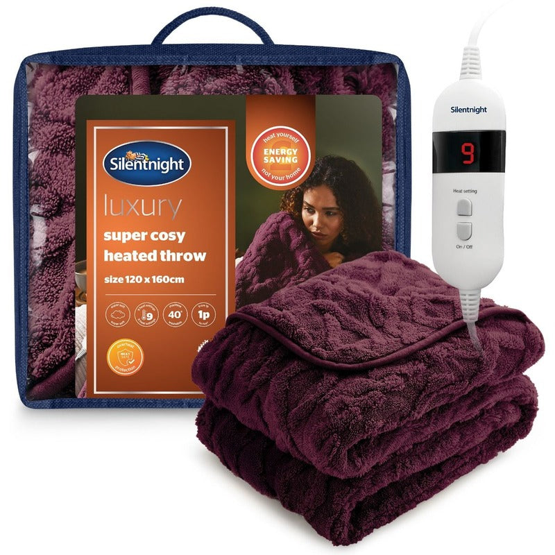 Silentnight Luxury Super Cosy Heated Throw Berry