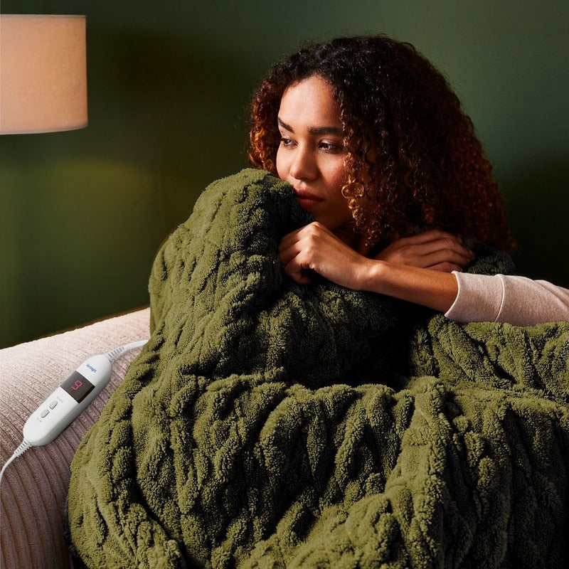 Silentnight Luxury Super Cosy Heated Throw Olive