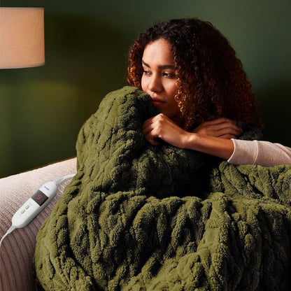 Silentnight Luxury Super Cosy Heated Throw Olive