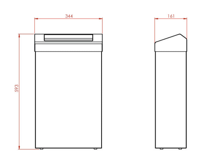 Synergise 30 Litre Chute Top Waste Bin Drawing
