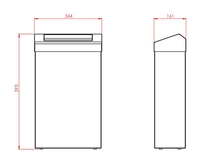 Synergise 30 Litre Chute Top Waste Bin Drawing