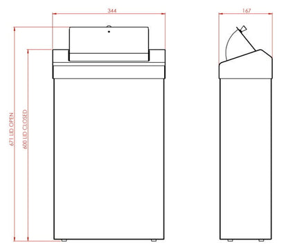Synergise 30 Litre Sanitary Waste Bin Drawing