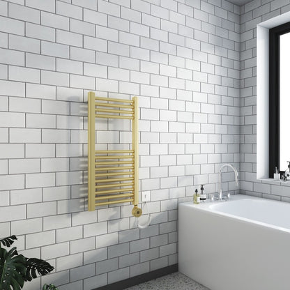 Electric Detroit Chrome Towel Radiator
Brushed Brass 
800mm Height 