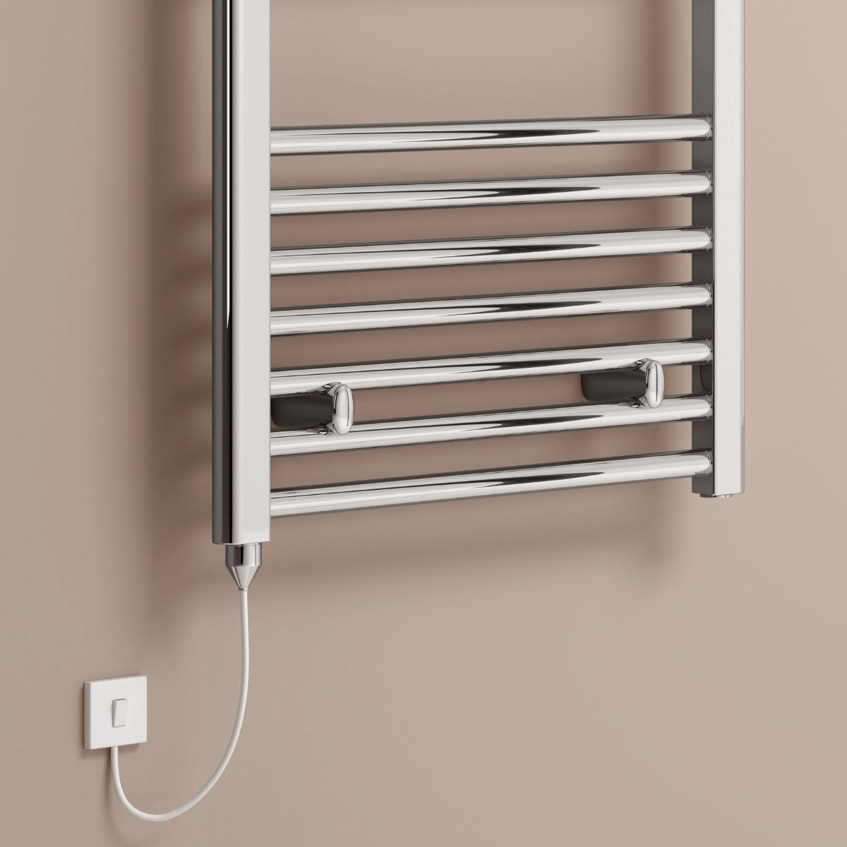 Reina Capo Curved Electric Mild Steel Towel Rail Chrome