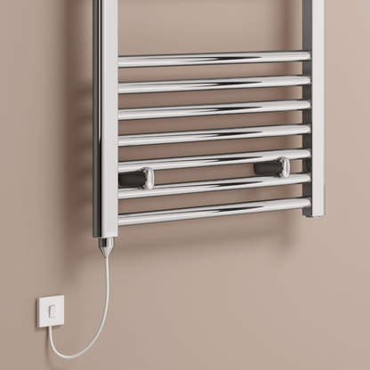 Reina Capo Curved Electric Mild Steel Towel Rail Chrome