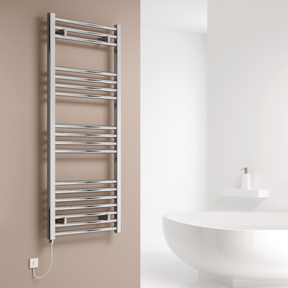 Reina Capo Curved Electric Mild Steel Towel Rail Chrome