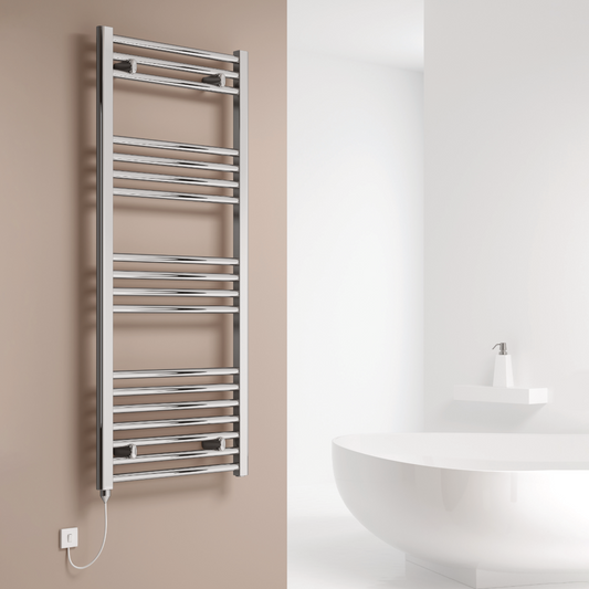 Reina Capo Curved Electric Mild Steel Towel Rail Chrome