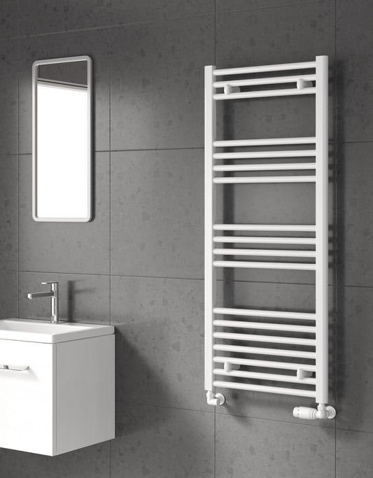Reina Capo Flat Mild Steel Heated Towel Rail White