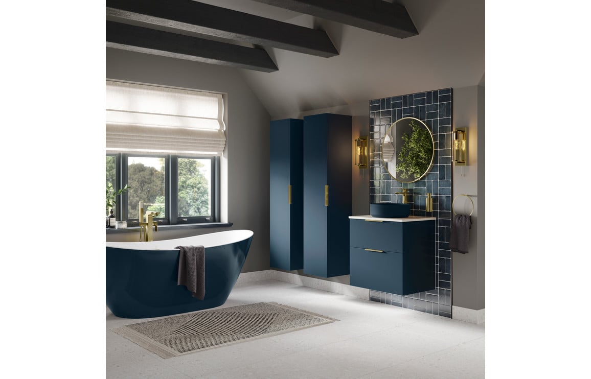 Stella 590mm Wall Hung 2 Drawer Basin Unit (No Top) - Matt Deep Blue