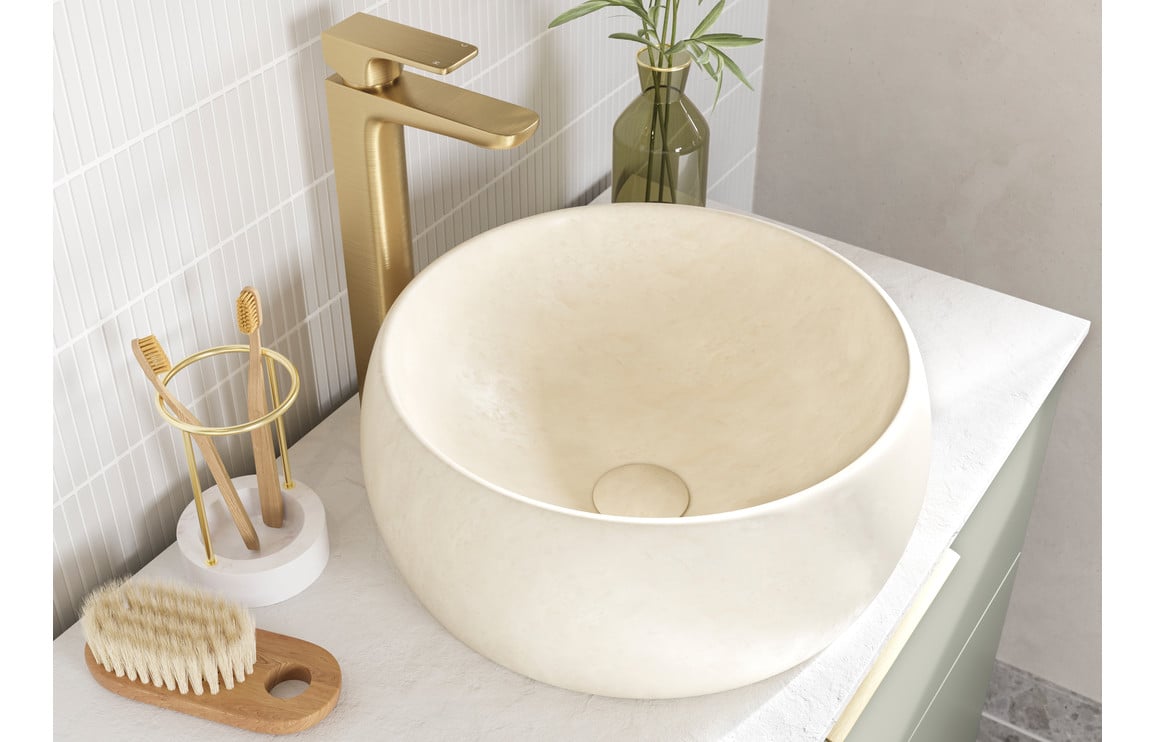 Stella 590mm Floor Standing 2 Door Basin Unit (No Top) - Matt Olive Green