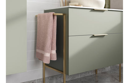 Stella 610mm Wall Hung 2 Drawer Basin Unit & Basin - Matt Olive Green