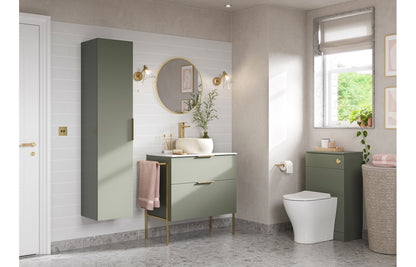 Stella 615mm Floor Standing 2 Door Basin Unit & Basin - Matt Olive Green
