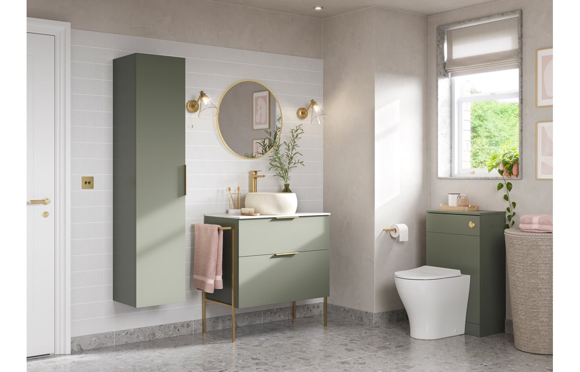 Stella 1180mm Wall Hung 4 Drawer Basin Unit (No Top) - Matt Olive Green
