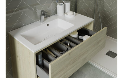 Palas 1200mm Wall Hung Basin Unit Run (No Top) - Havana Oak