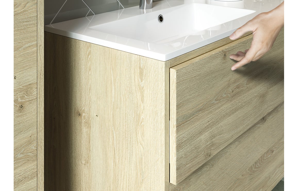 Palas 1200mm Wall Hung Basin Unit Run (No Top) - Havana Oak