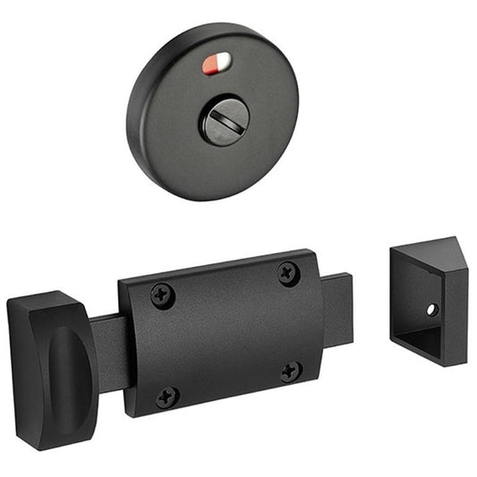 Toilet Cubicle Curved Door Lock with Indicator Matt Black