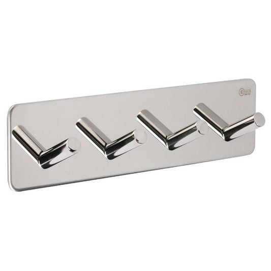 4 COAT HOOKS ON ADHESIVE PLATE
Polished 