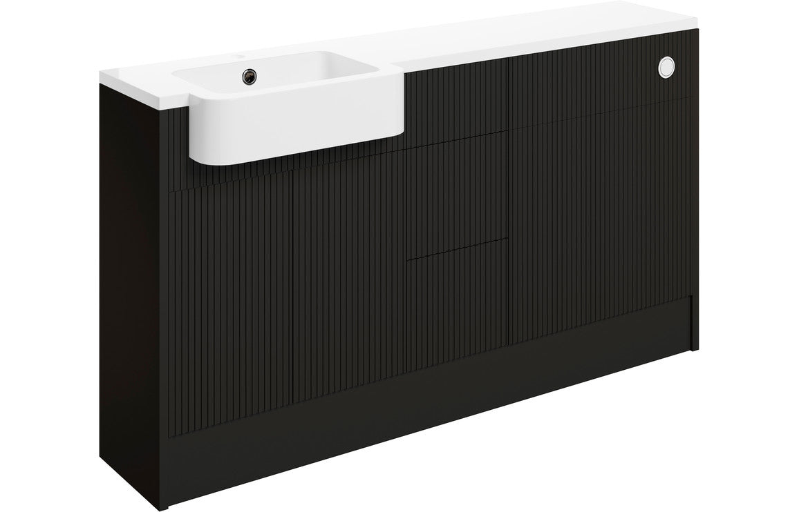 Tarak 1542mm Basin  WC & 3 Drawer Unit Pack (LH) - Matt Graphite Grey