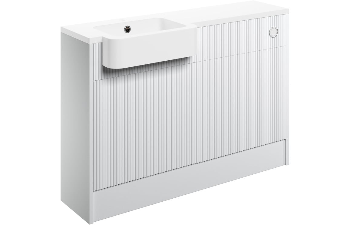 Tarak 1242mm Basin & WC Unit Pack (RH) - Matt White