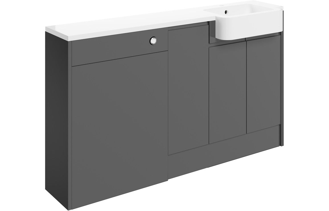 Venus 1542mm Basin  WC & 1 Door Unit Pack (RH) - Onyx Grey Gloss