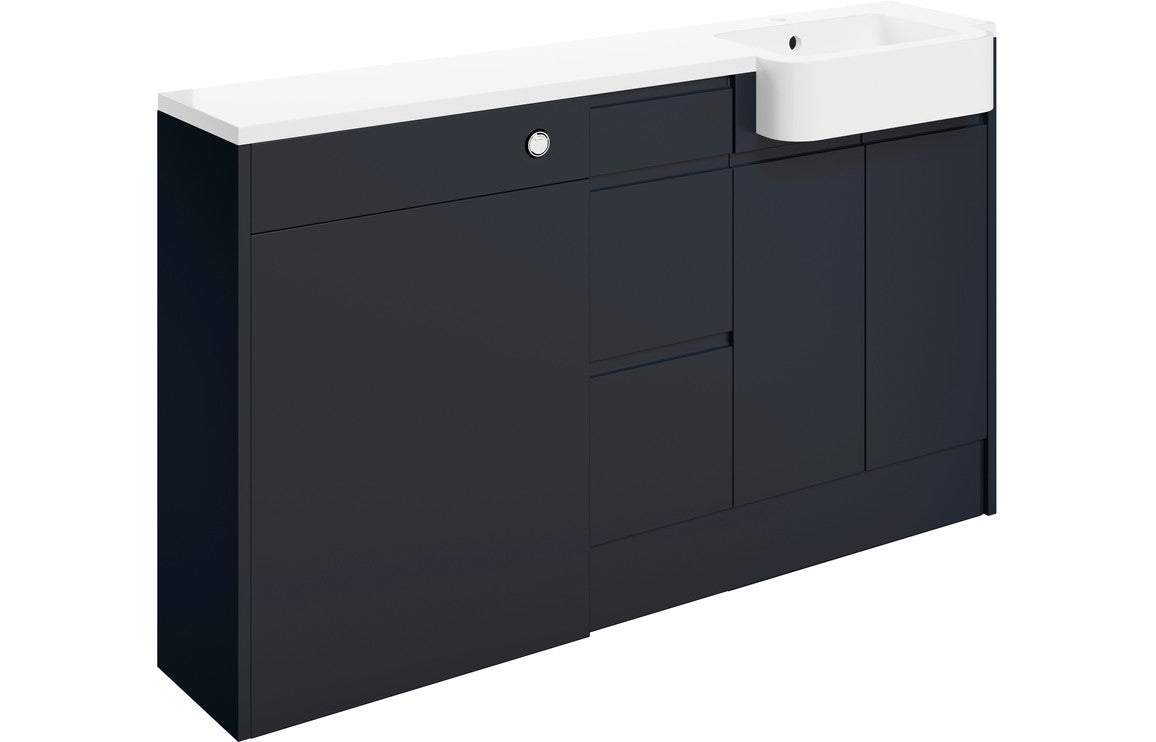 Venus 1542mm Basin  WC & 3 Drawer Unit Pack (RH) - Matt Indigo Blue
