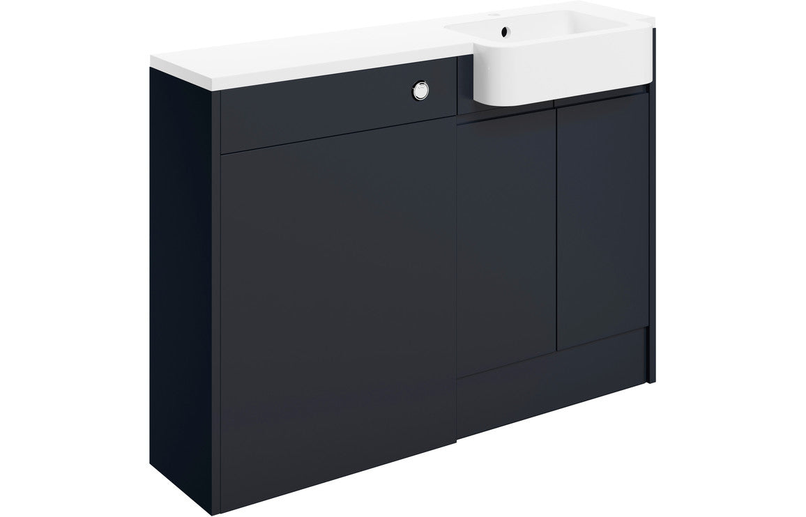 Venus 1242mm Basin & WC Unit Pack (RH) - Matt Indigo Blue