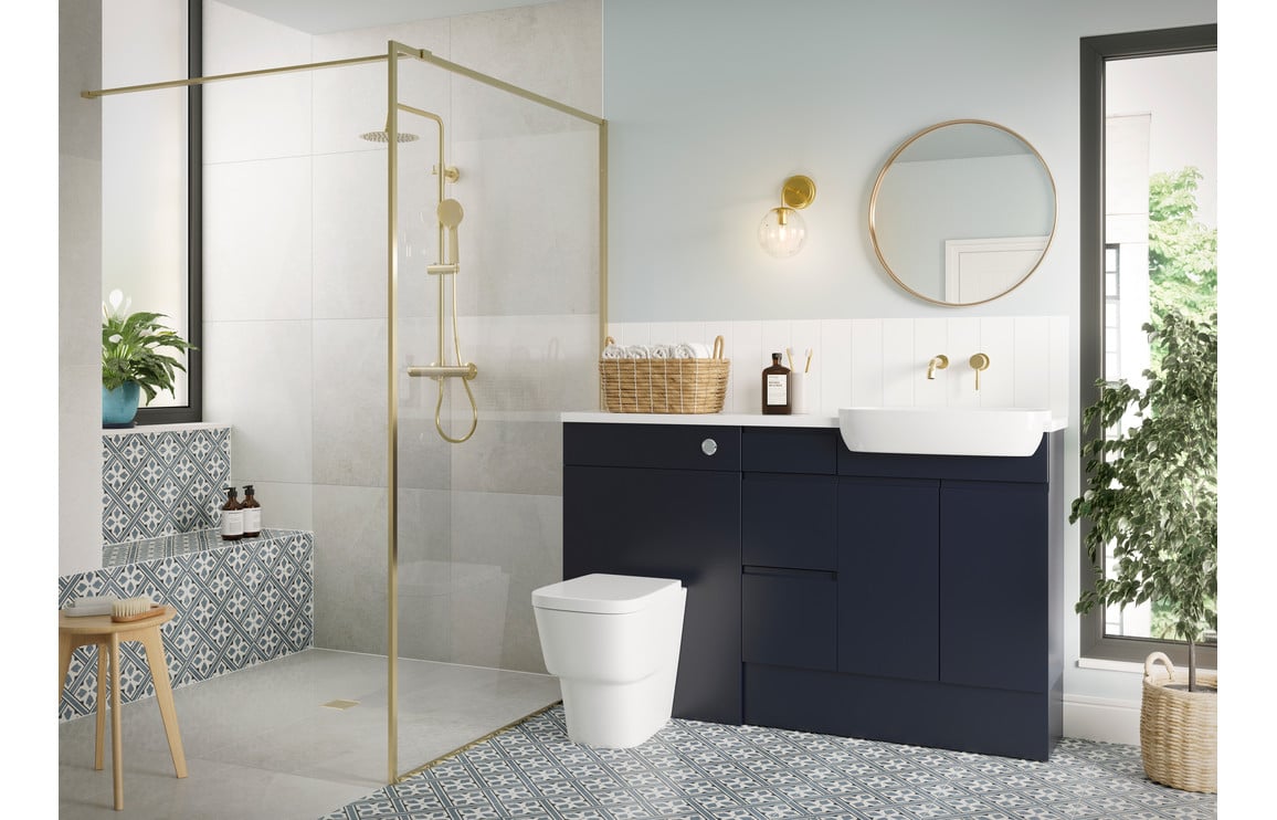 Venus 1542mm Basin  WC & 3 Drawer Unit Pack (RH) - Matt Indigo Blue