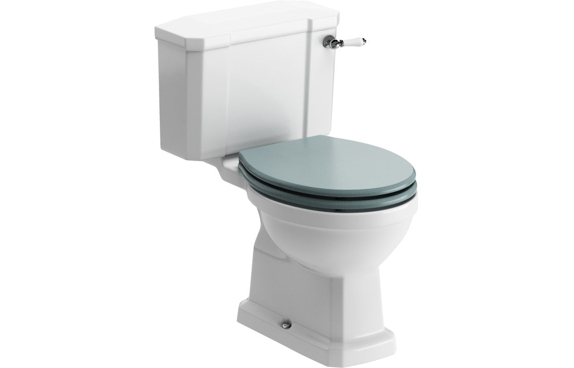 Solaris Close Coupled WC & Sea Green Wood Effect Seat