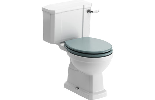 Solaris Close Coupled WC & Sea Green Wood Effect Seat