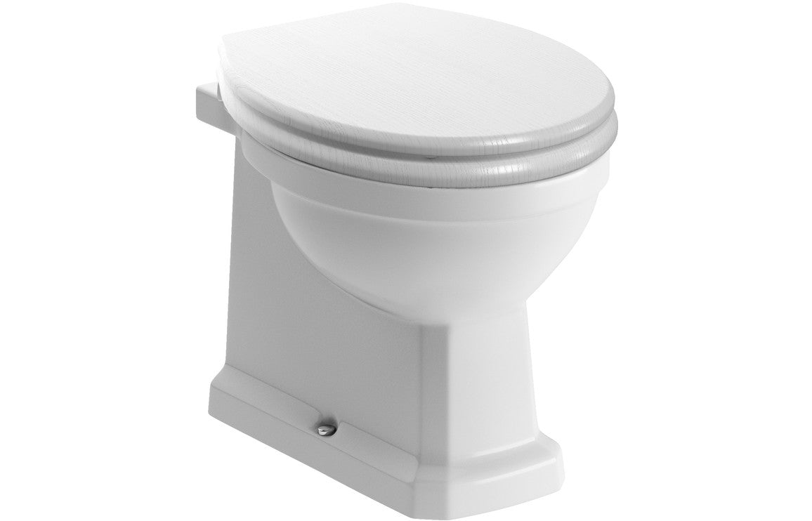 Solaris Back To Wall WC & Satin White Wood Effect Seat