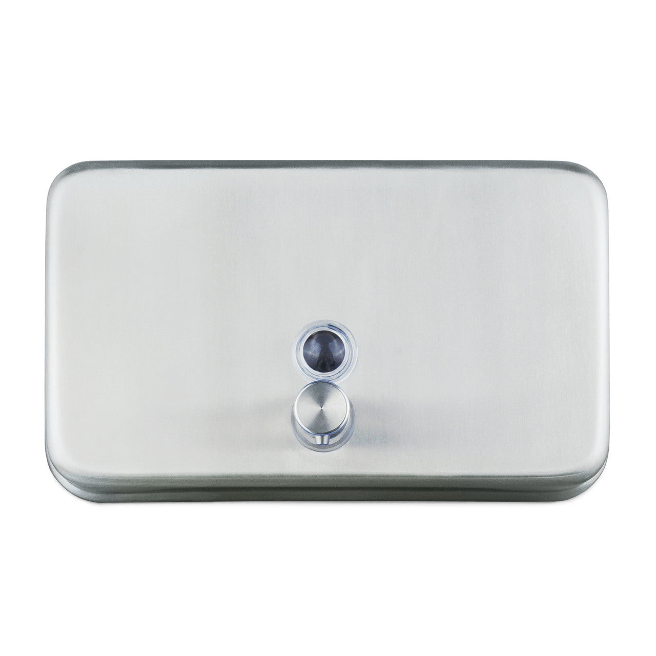 Platinum Horizontal Keyless Soap Dispenser Brushed Satin Front