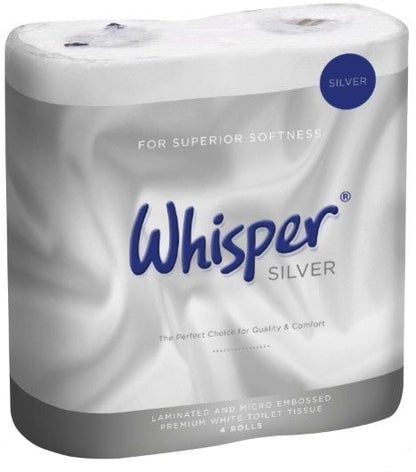 40x Whisper Silver Toilet Roll 2 Ply